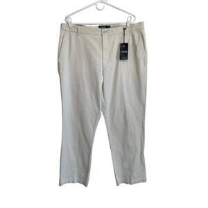 Chaps Classic Straight Flat Front Chino Pants Stone Khaki's Cotton 38-30